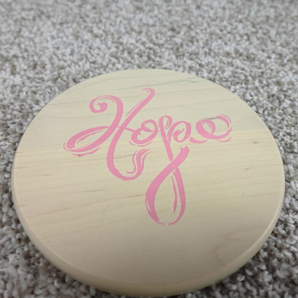 Longaberger 2010 Horizon of Hope Basket Lid Pink Ribbon Woodcrafts Dresden Ohio